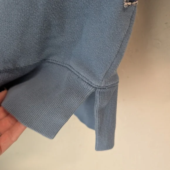 Blue Floral Embroidered Sweatshirt 2X Grannycore Patchwork Indie Boho Hippie - Picture 8 of 11